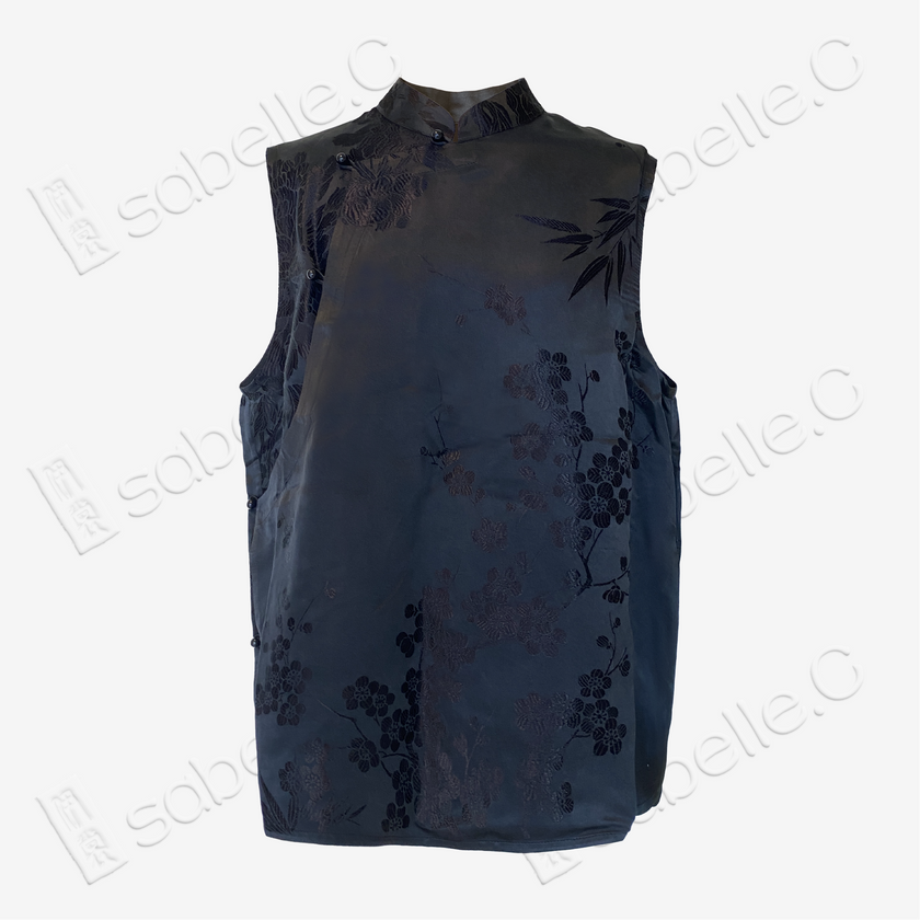 Vintage Silk Vest - 「墨綢疏影」古董真絲馬甲