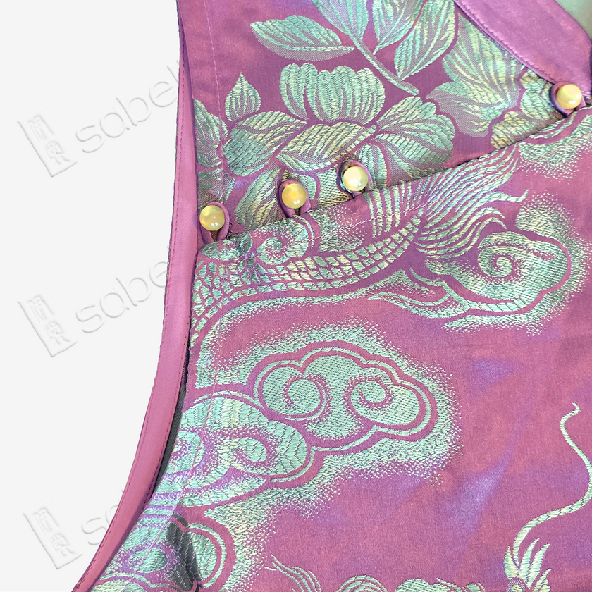 Vintage Silk‑Satin Stand‑Collar Sleeveless Top - 古董真絲老緞無袖上衣
