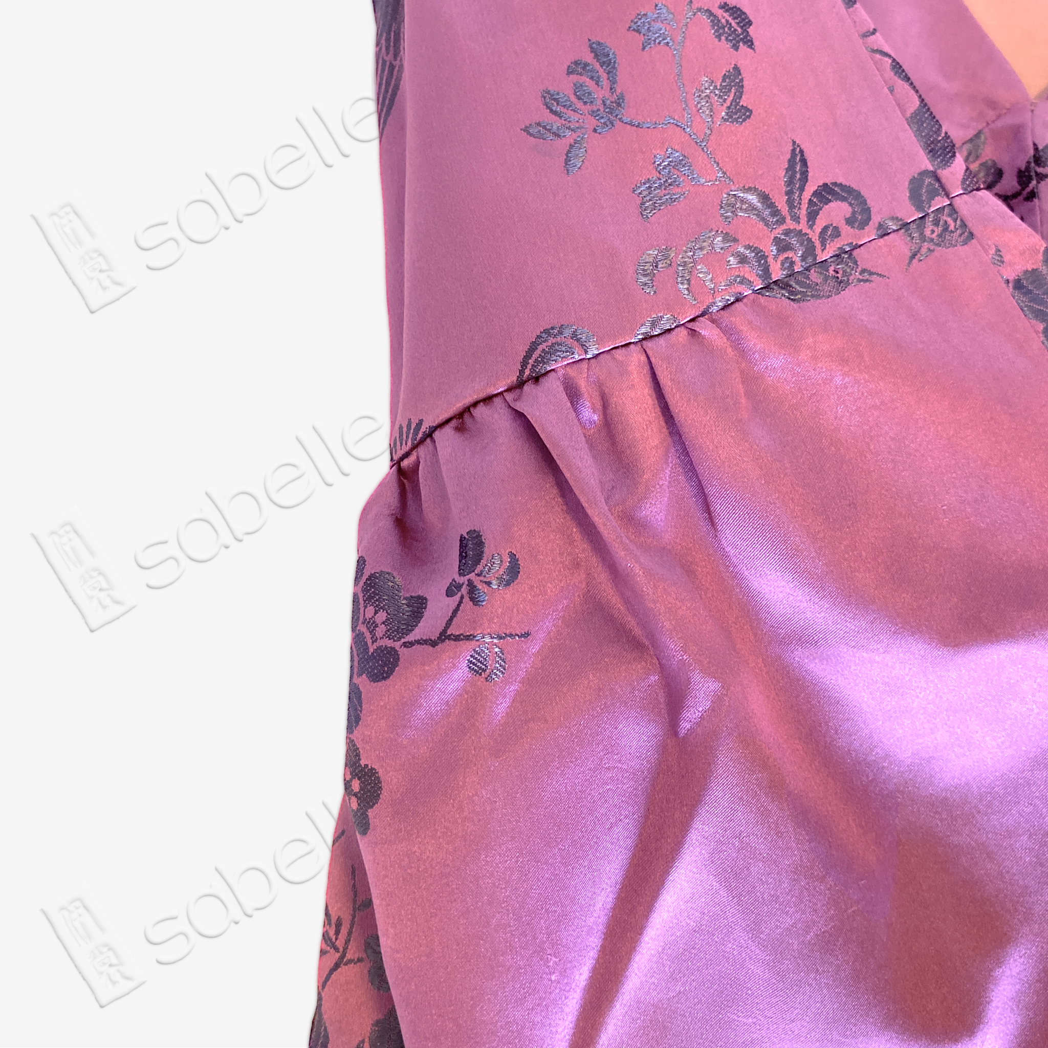 Vintage Silk‑Satin Bird‑Floral Top - 古董真絲老緞娃娃衫