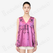 Vintage Silk‑Satin Bird‑Floral Top - 古董真絲老緞娃娃衫