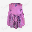 Vintage Silk‑Satin Bird‑Floral Top - 古董真絲老緞娃娃衫