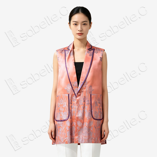 Vintage Silk‑Satin Sleeveless Waistcoat - 古董真絲老緞無袖馬甲外套