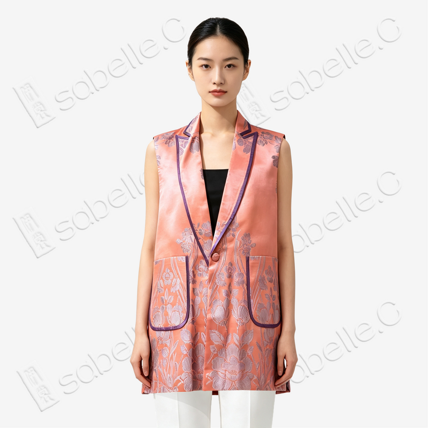 Vintage Silk‑Satin Sleeveless Waistcoat - 古董真絲老緞無袖馬甲外套