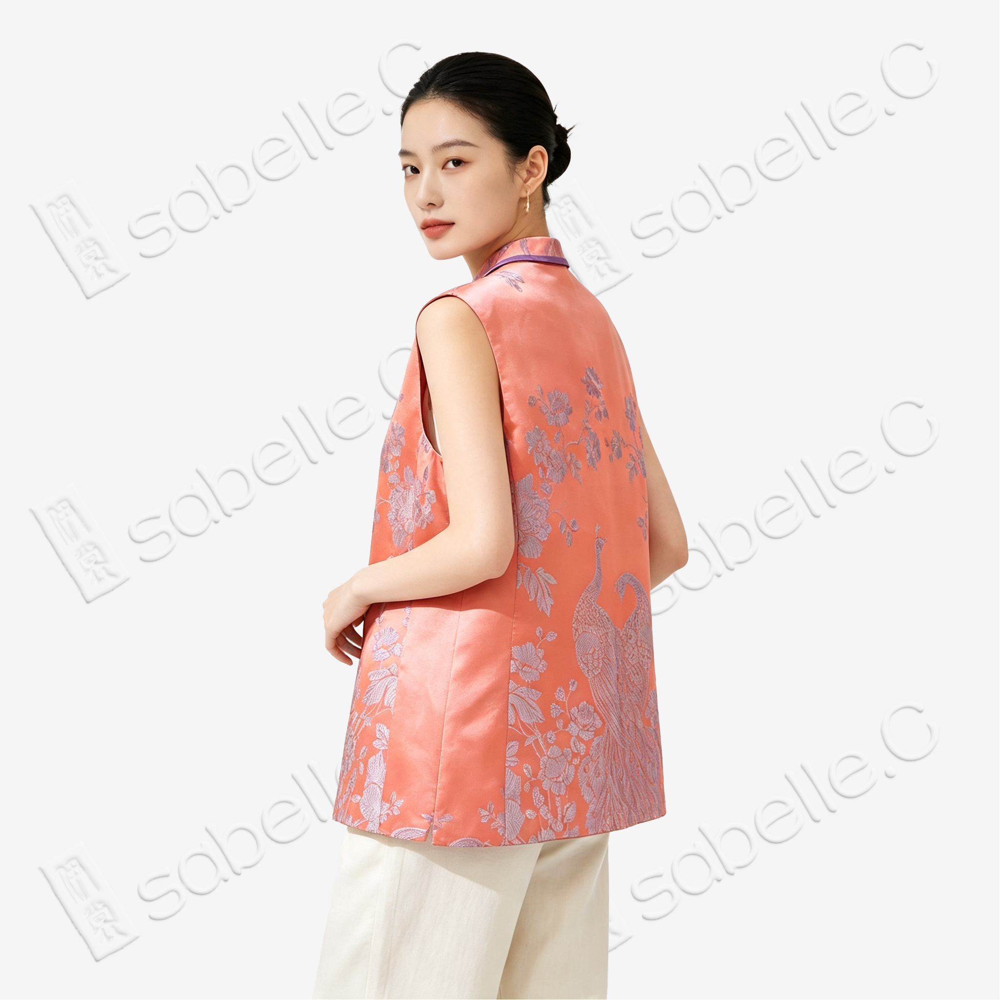 Vintage Silk‑Satin Sleeveless Waistcoat - 古董真絲老緞無袖馬甲外套