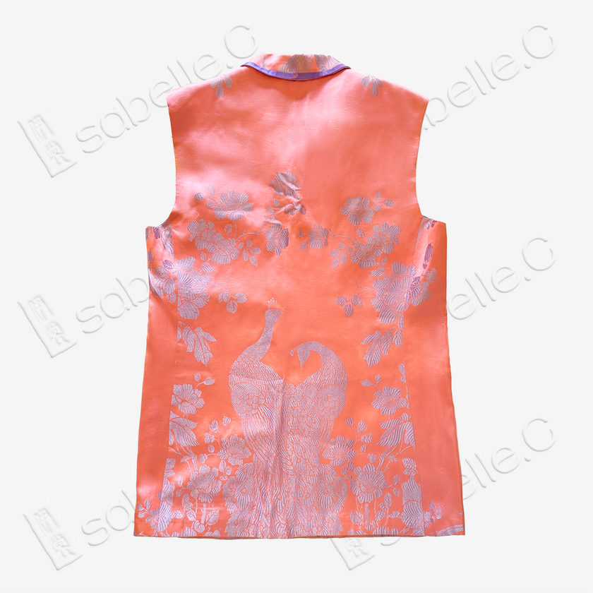 Vintage Silk‑Satin Sleeveless Waistcoat - 古董真絲老緞無袖馬甲外套