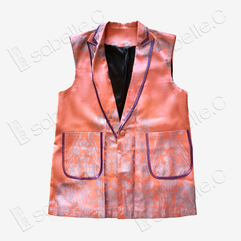 Vintage Silk‑Satin Sleeveless Waistcoat - 古董真絲老緞無袖馬甲外套