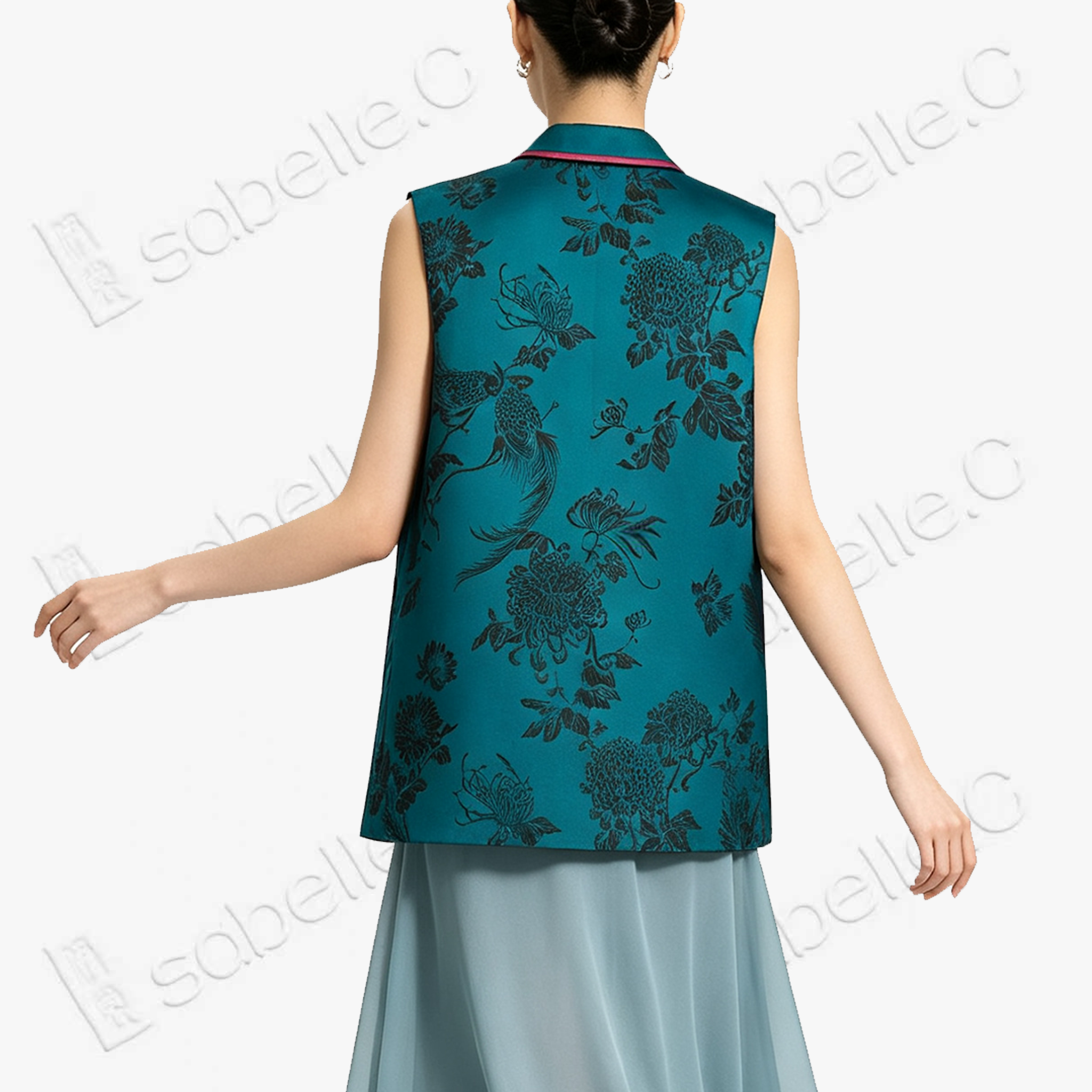 Vintage Silk‑Satin Sleeveless Waistcoat - 古董真絲老緞無袖馬甲外套