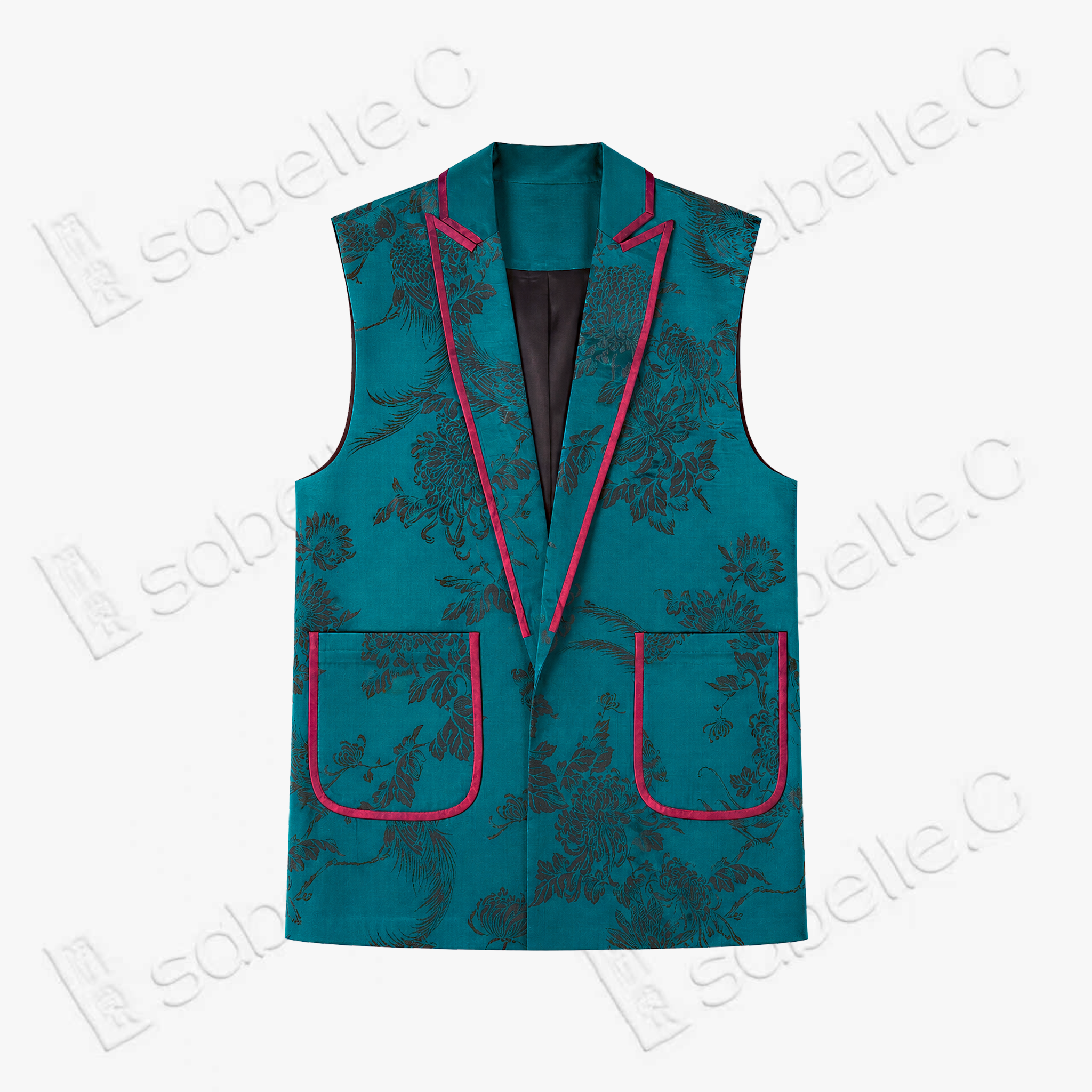 Vintage Silk‑Satin Sleeveless Waistcoat - 古董真絲老緞無袖馬甲外套
