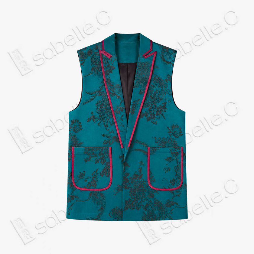 Vintage Silk‑Satin Sleeveless Waistcoat - 古董真絲老緞無袖馬甲外套