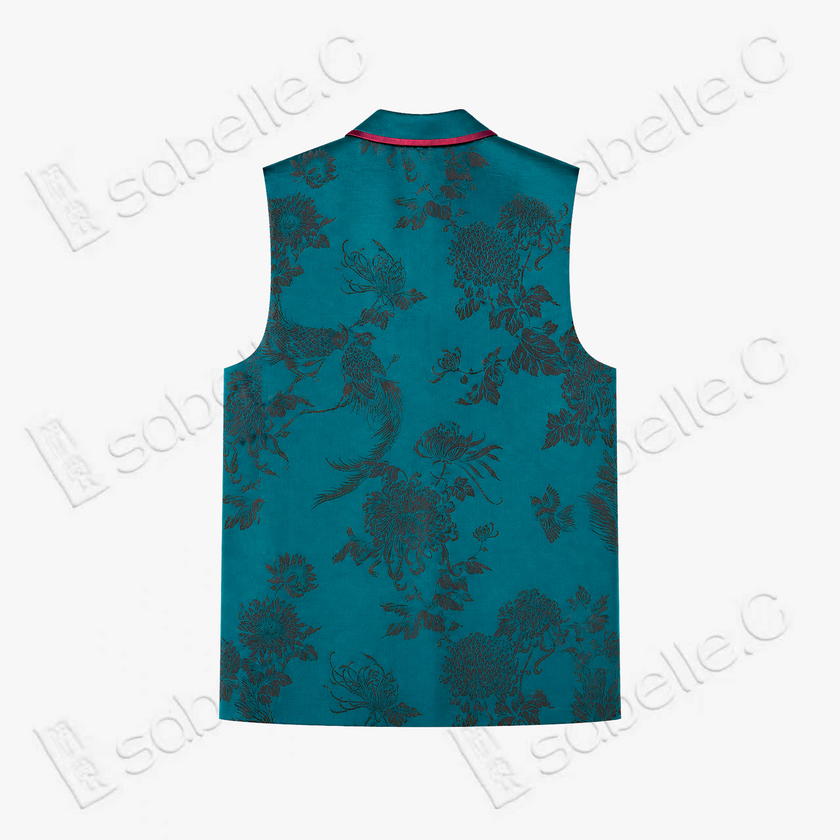 Vintage Silk‑Satin Sleeveless Waistcoat - 古董真絲老緞無袖馬甲外套