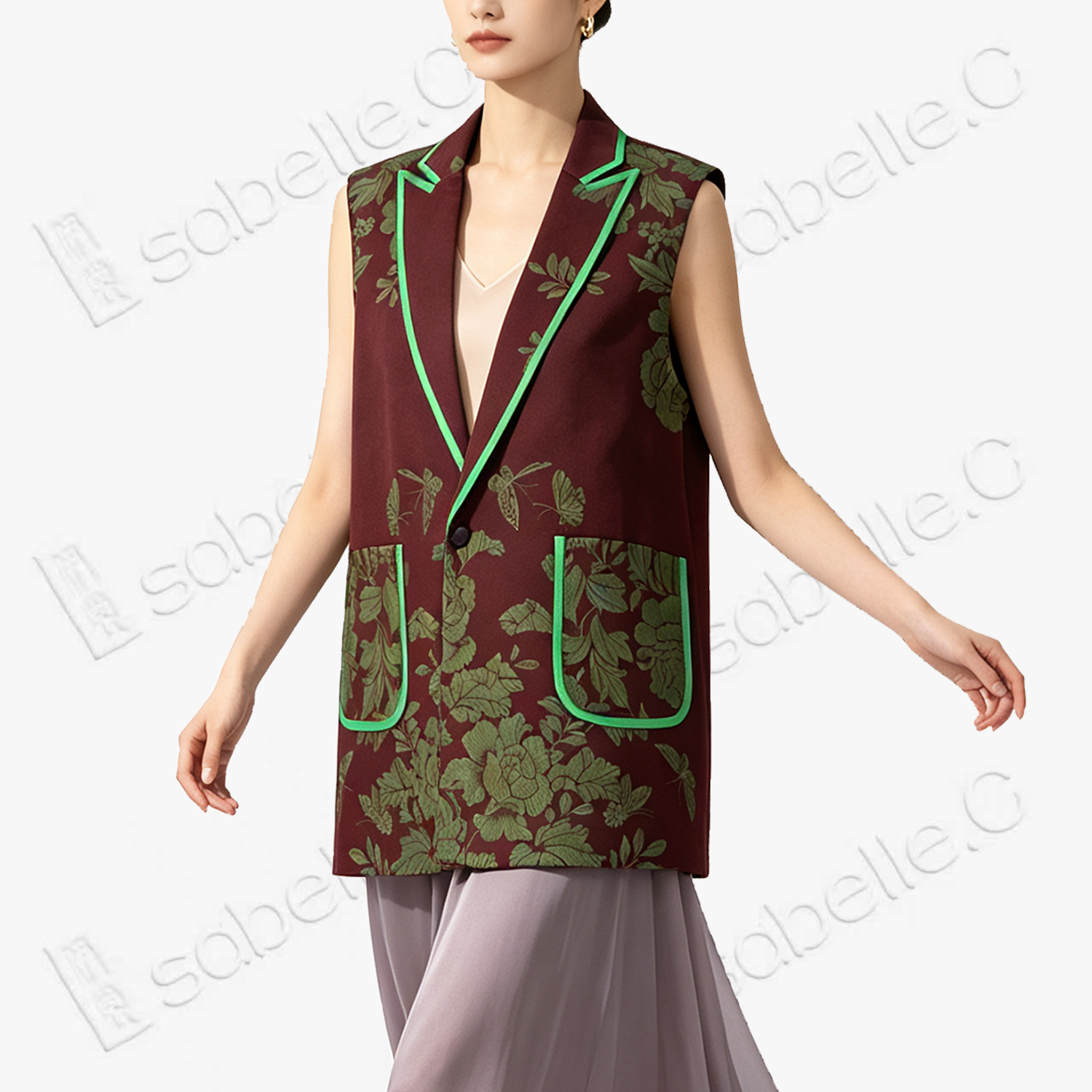 Vintage Silk‑Satin Sleeveless Waistcoat - 古董真絲老緞無袖馬甲外套