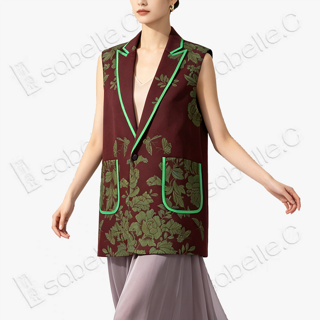 Vintage Silk‑Satin Sleeveless Waistcoat - 古董真絲老緞無袖馬甲外套