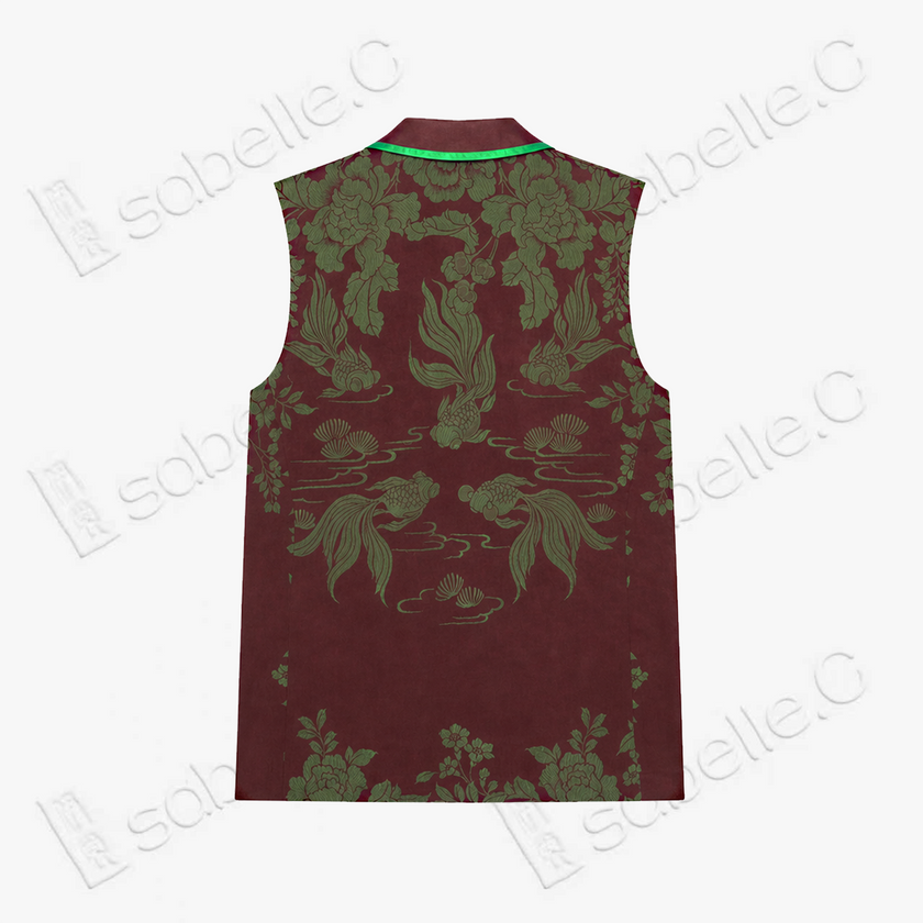 Vintage Silk‑Satin Sleeveless Waistcoat - 古董真絲老緞無袖馬甲外套