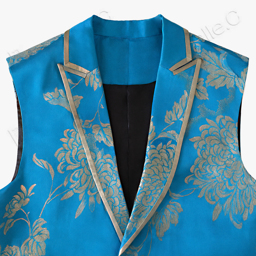 Vintage Silk‑Satin Sleeveless Waistcoat - 古董真絲老緞無袖馬甲外套