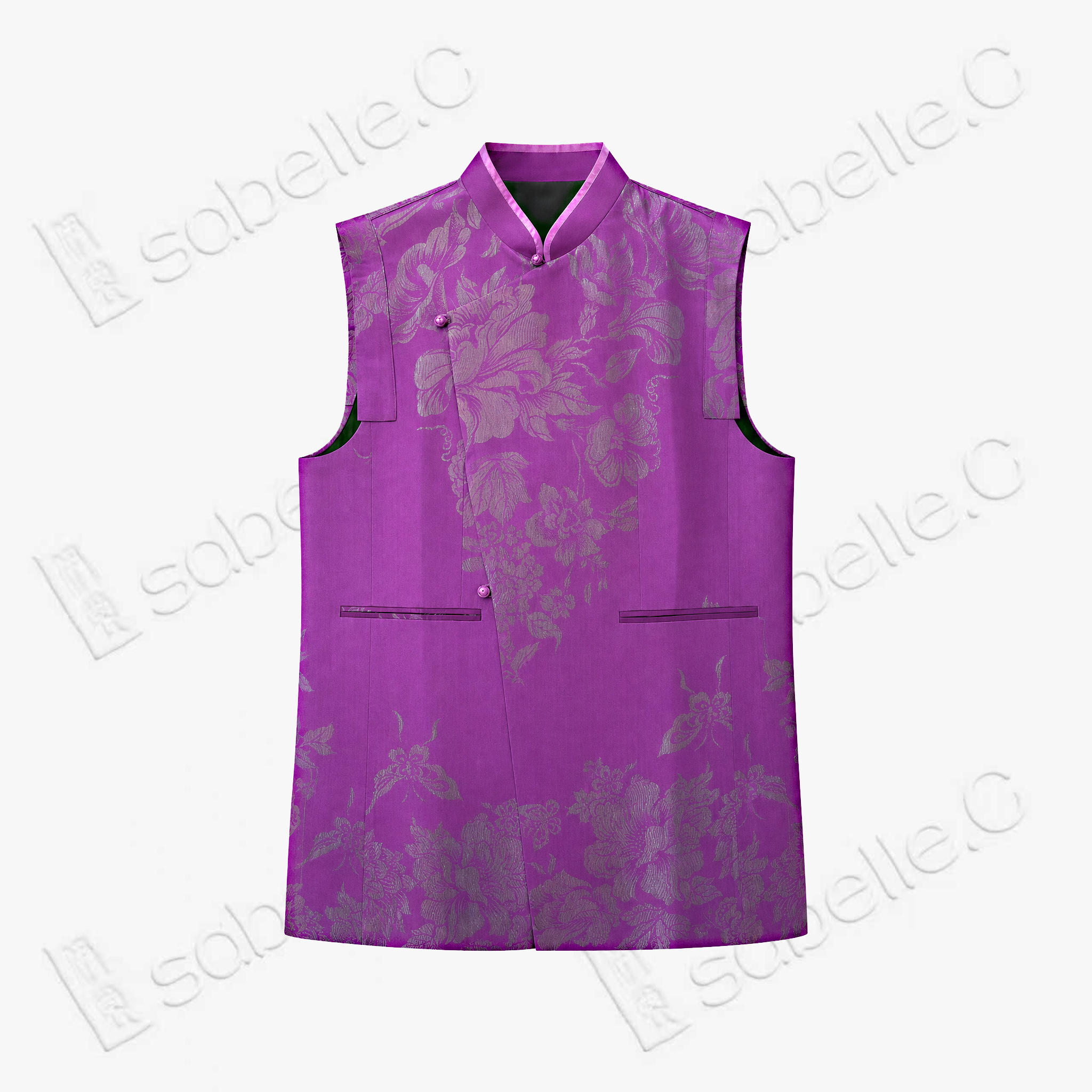 Vintage Silk‑Satin Sleeveless Waistcoat - 古董真絲老緞無袖馬甲外套