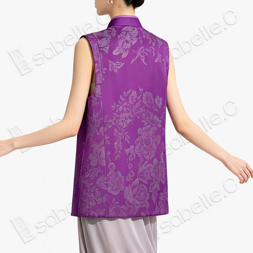 Vintage Silk‑Satin Sleeveless Waistcoat - 古董真絲老緞無袖馬甲外套