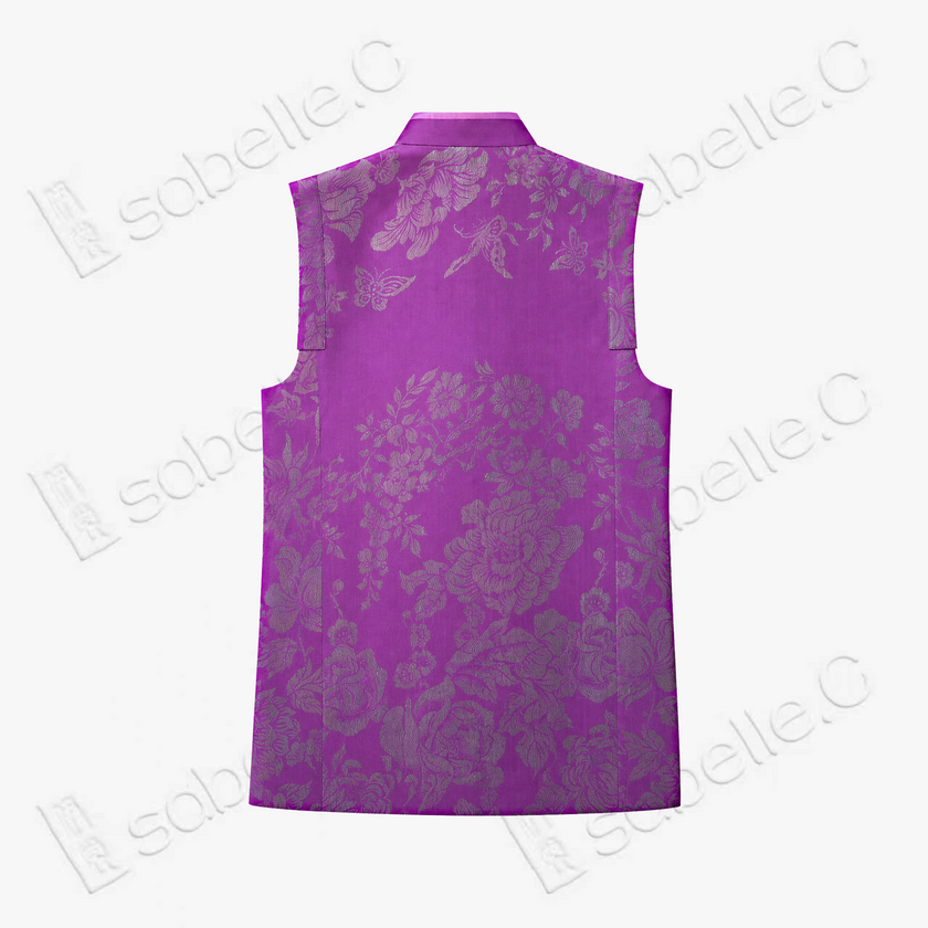 Vintage Silk‑Satin Sleeveless Waistcoat - 古董真絲老緞無袖馬甲外套