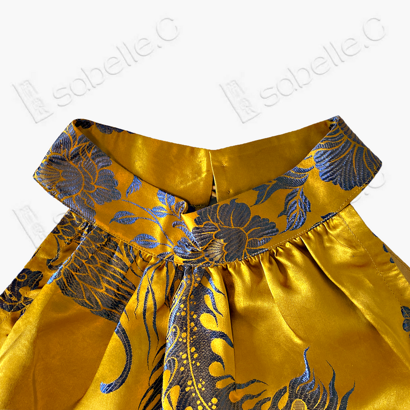 Vintage Silk Halter Top - 「金綺鳳翎」古董真絲掛脖上衣
