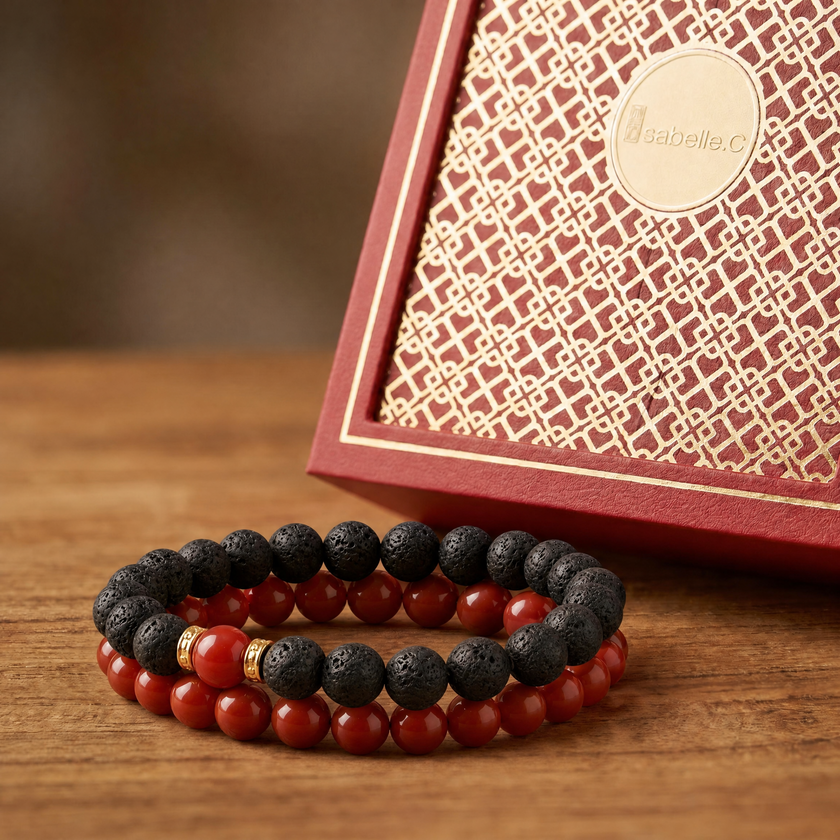 【CRIMSON FLAME】 eritage Citrus Bracelet (Double Wrap) - 赤焰雙圈 | 胎柑红玛瑙手串